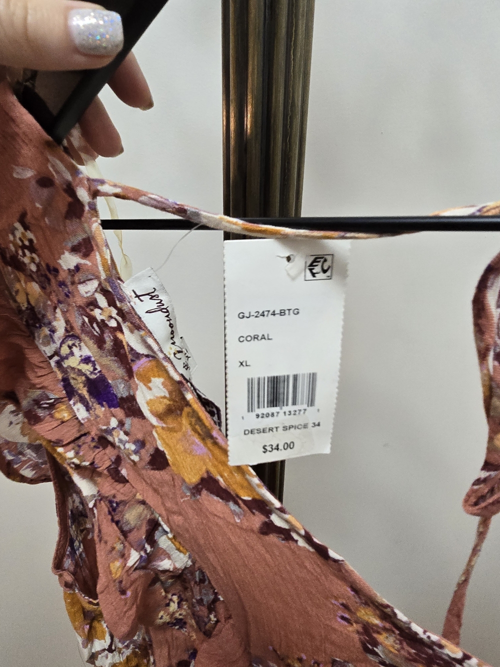 Floral Ruffle Wrap Top - Dusty Rose - Picture 5 of 5